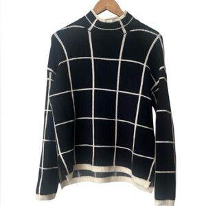 & Merci Striped Checkered mockneck sweater